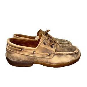 Twisted X Brown Bomber Leather Boat Shoes Driving‎ Moc MDM0009 Men's 10W LXP0003